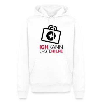 erstehilfe_f2 - Sweat à capuche Premium bio Homme - blanc - Devant - Nico (187cm)