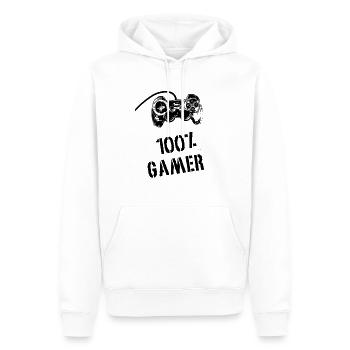 100% Gamer - Men’s Premium Organic Hoodie - white - Front - Nico (187cm)