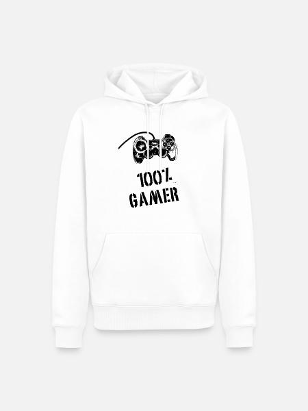 100% Gamer - Men’s Premium Organic Hoodie - white