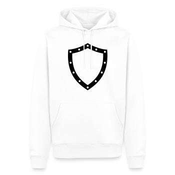 shield - Men’s Premium Organic Hoodie - white - Front - Nico (187cm)