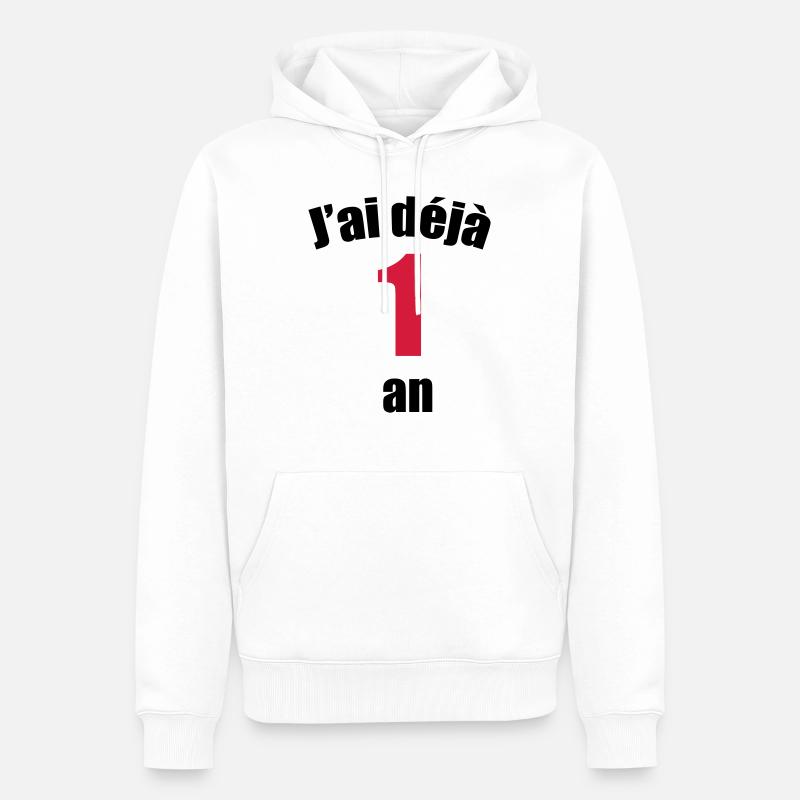 J'ai déjà 1 an ! - Sweat à capuche Premium bio Homme - blanc