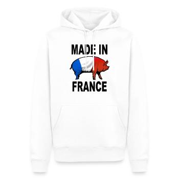 charcutier cochonnailles 04 - Sweat à capuche Premium bio Homme - blanc - Devant - Nico (187cm)