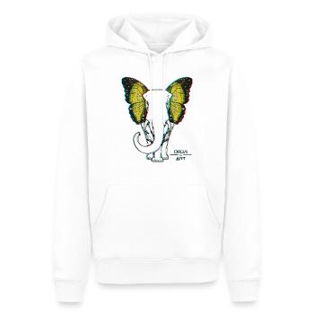 Elephant - Butterfly - 3D - DREW ART - Men’s Premium Organic Hoodie - white - Front - Nico (187cm)