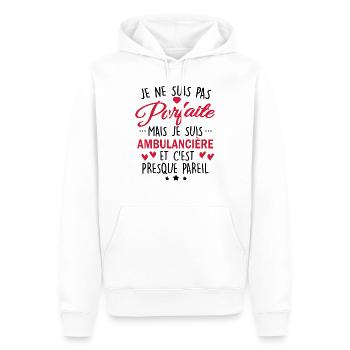 pas parfaite mais ambulancière - Sweat à capuche Premium bio Homme - blanc - Devant - Nico (187cm)