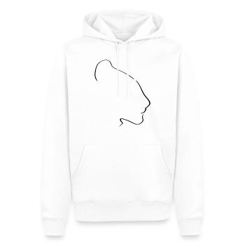 Löwin Line Art - Minimalistisch - Männer Premium Bio Hoodie - Weiß - Vorne - Nico (187cm)