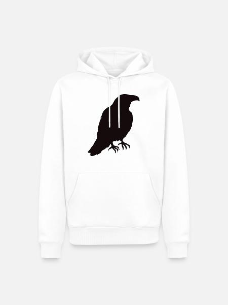 Ein Rabe sitzt im Profil - Männer Premium Bio Hoodie - Weiß