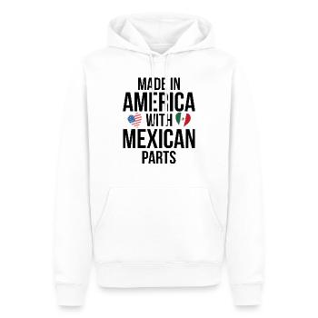 MADE IN AMERICA MIT MEXIKANISCHEN TEILEN - Männer Premium Bio Hoodie - Weiß - Vorne - Nico (187cm)