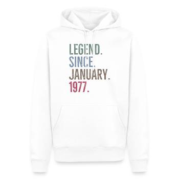 Legend Since January 1977 - Men’s Premium Organic Hoodie - white - Front - Nico (187cm)