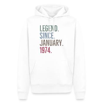 Legend Since January 1974 - Men’s Premium Organic Hoodie - white - Front - Nico (187cm)
