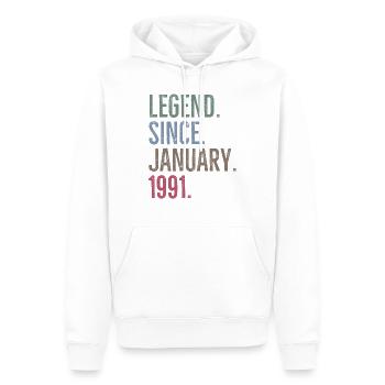 Legend Since January 1991 - Men’s Premium Organic Hoodie - white - Front - Nico (187cm)