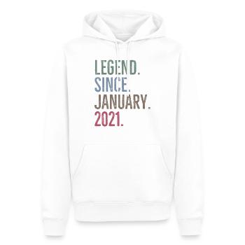 Legende seit Januar 2021 - Männer Premium Bio Hoodie - Weiß - Vorne - Nico (187cm)