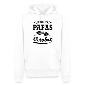 née en octobre / humour anniversaire papa - Sweat à capuche Premium bio Homme - blanc - Devant - Nico (187cm)