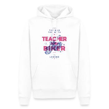 Lehrer und Biker der Mann der Mythos die Legende - Männer Premium Bio Hoodie - Weiß - Vorne - Nico (187cm)