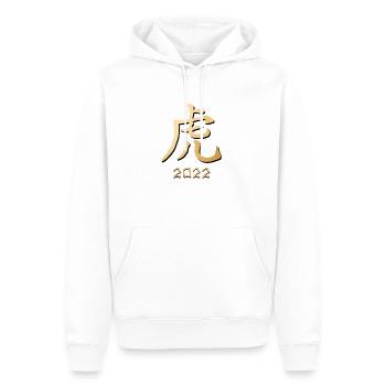 Tiger Horoskop Sternzeichen Tierkreiszeichen 2022 - Männer Premium Bio Hoodie - Weiß - Vorne - Nico (187cm)