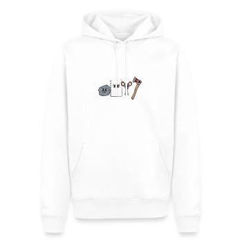 Rock Scissor Paper Nothings Beats Axe - Sweat à capuche Premium bio Homme - blanc - Devant - Nico (187cm)