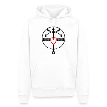 Patrie Mal du pays Vie Amour Mer - Sweat à capuche Premium bio Homme - blanc - Devant - Nico (187cm)