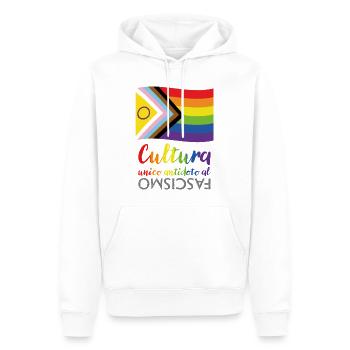 La culture comme antidote au fascisme - Sweat à capuche Premium bio Homme - blanc - Devant - Nico (187cm)