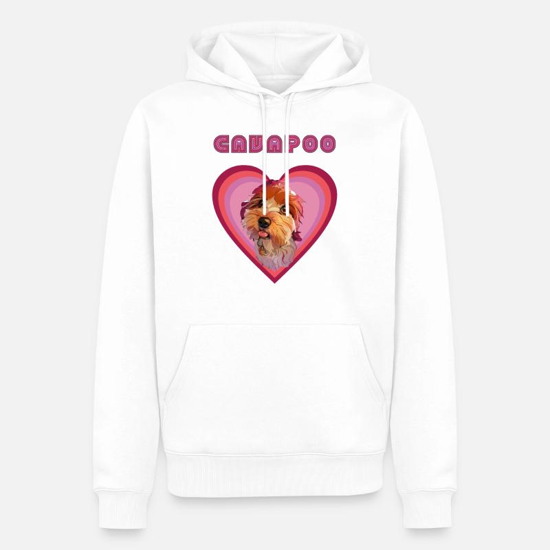 Cœur de Cavapoo (Prune) - Sweat à capuche Premium bio Homme - blanc