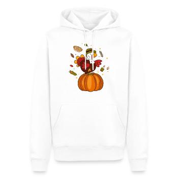 Thanksgiving-Tag, lustiger Truthahn, - Männer Premium Bio Hoodie - Weiß - Vorne - Nico (187cm)