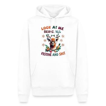 Look at me being all festive and shit - Lama - Männer Premium Bio Hoodie - Weiß - Vorne - Nico (187cm)