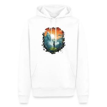 Randonnée Aventure Randonnée Montagne Randonnée Camping - Sweat à capuche Premium bio Homme - blanc - Devant - Nico (187cm)