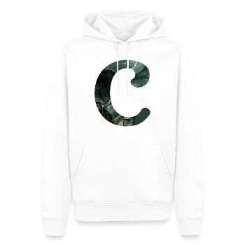 Lettre c marbré vert - Sweat à capuche Premium bio Homme - blanc - Devant - Nico (187cm)