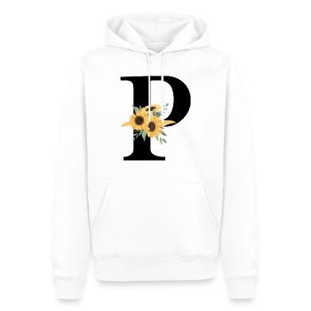 Lettre p floral tournesol - Sweat à capuche Premium bio Homme - blanc - Devant - Nico (187cm)