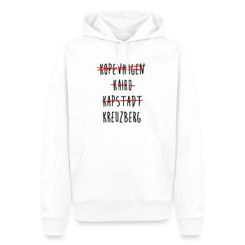 Kreuzberg Berlin Streichliste - Männer Premium Bio Hoodie - Weiß - Vorne - Nico (187cm)