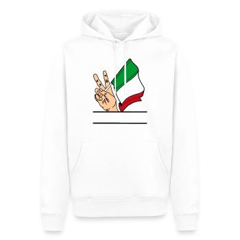 Drapeau Italie signe de paix espace texte - Sweat à capuche Premium bio Homme - blanc - Devant - Nico (187cm)