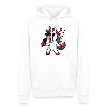 Licorne Chanteuse comique - Sweat à capuche Premium bio Homme - blanc - Devant - Nico (187cm)