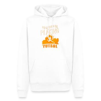 Je préférerais jouer au futsal Citation audacieuse d’un athlète - Sweat à capuche Premium bio Homme - blanc - Devant - Nico (187cm)