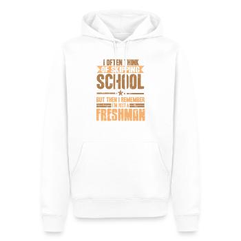 Je pense souvent à sauter à la corde, mais je ne suis qu’un étudiant de première année - Sweat à capuche Premium bio Homme - blanc - Devant - Nico (187cm)