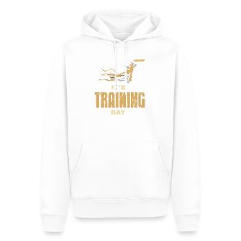C’est le jour de l’entraînement du chien Style d’action - Sweat à capuche Premium bio Homme - blanc - Devant - Nico (187cm)