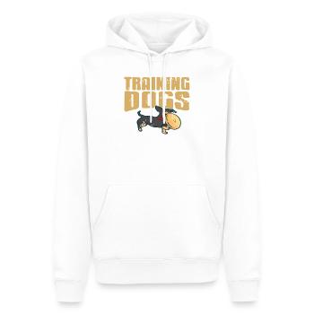Dresser des chiens, c’est appeler et je dois aller drôle animal de compagnie - Sweat à capuche Premium bio Homme - blanc - Devant - Nico (187cm)