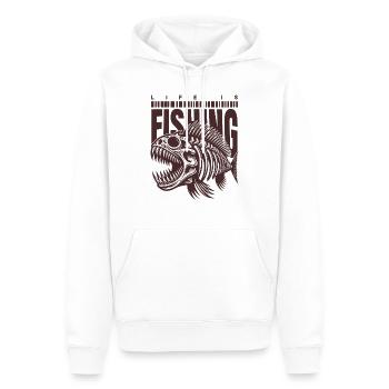 Fishing Skull – Poisson squelette pour les fans inconditionnels - Sweat à capuche Premium bio Homme - blanc - Devant - Nico (187cm)