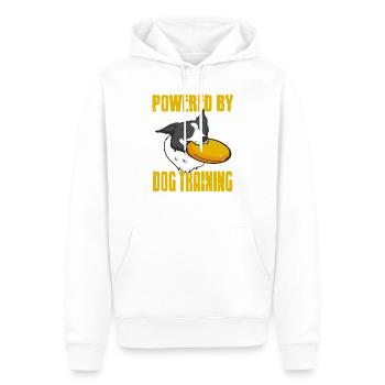 Powered by Dog Training Motivated Frisbee Handler - Männer Premium Bio Hoodie - Weiß - Vorne - Nico (187cm)