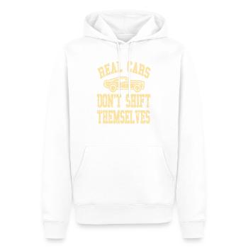 Real Cars Don’t Shift Themselves Manual Pride - Männer Premium Bio Hoodie - Weiß - Vorne - Nico (187cm)