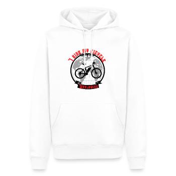 I ride my bicycle worldwide - Männer Premium Bio Hoodie - Weiß - Vorne - Nico (187cm)