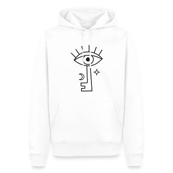 Key-inspire Evil Eye, PositiveVibe, SpiritualStyle - Sweat à capuche Premium bio Homme - blanc - Devant - Nico (187cm)