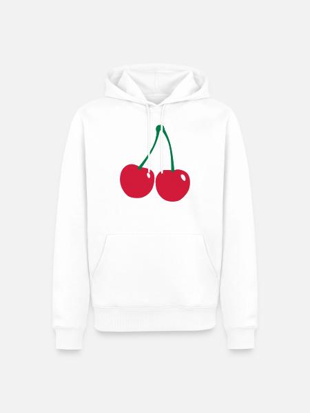 Kirschen - Männer Premium Bio Hoodie - Weiß