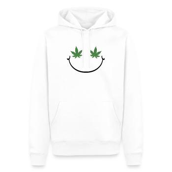 Funny Weed Shirt mit einem Smile für CBD THC - Männer Premium Bio Hoodie - Weiß - Vorne - Nico (187cm)