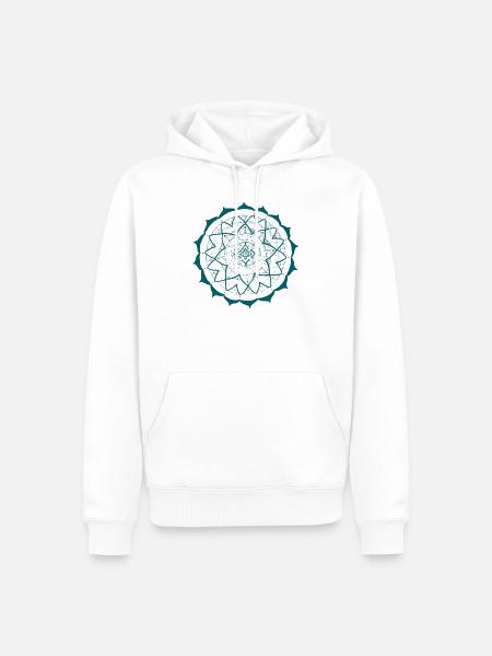 Mandala 16 in petrol - Men’s Premium Organic Hoodie - white