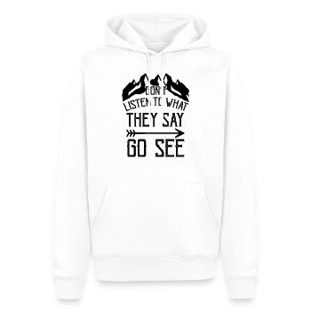 Travel - Männer Premium Bio Hoodie - Weiß - Vorne - Nico (187cm)