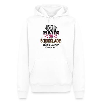 Ich hätte jetzt Bock auf Mann oder Schokolade - Männer Premium Bio Hoodie - Weiß - Vorne - Nico (187cm)