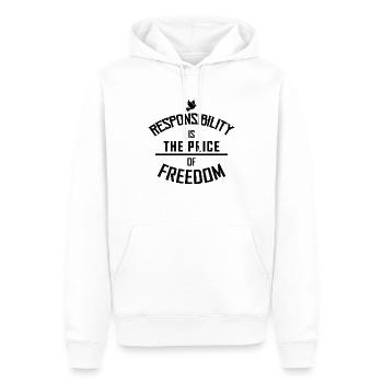 Freiheit - Männer Premium Bio Hoodie - Weiß - Vorne - Nico (187cm)
