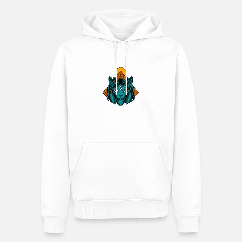 Cadeau pyramide chat Egypte - Sweat à capuche Premium bio Homme - blanc