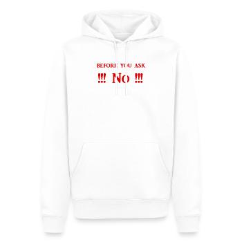 Avant de demander Non - Chemises drôles de la vie quotidienne - Sweat à capuche Premium bio Homme - blanc - Devant - Nico (187cm)
