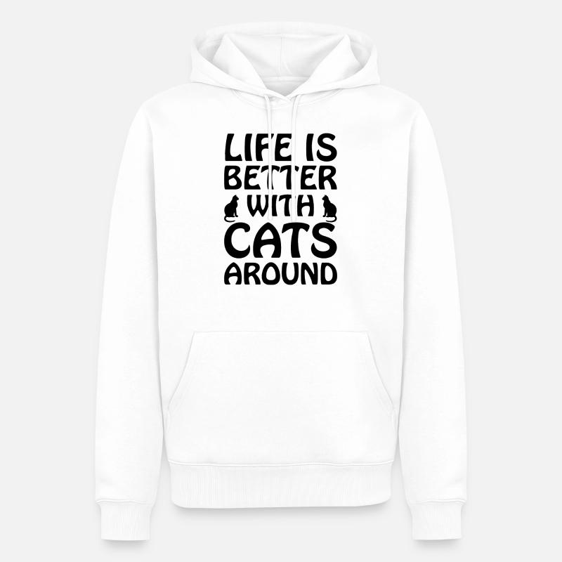 chat - Sweat à capuche Premium bio Homme - blanc