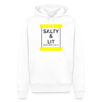 Salz und Licht sein - Christlich - Männer Premium Bio Hoodie - Weiß - Vorne - Nico (187cm)