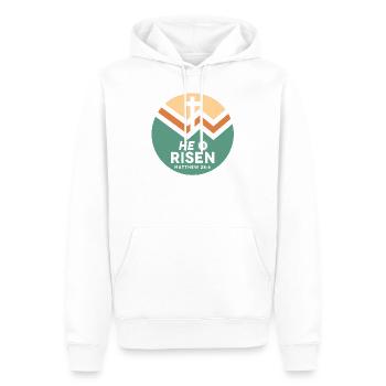 Der Herr ist auferstanden - Ostern - Christlich - Männer Premium Bio Hoodie - Weiß - Vorne - Nico (187cm)